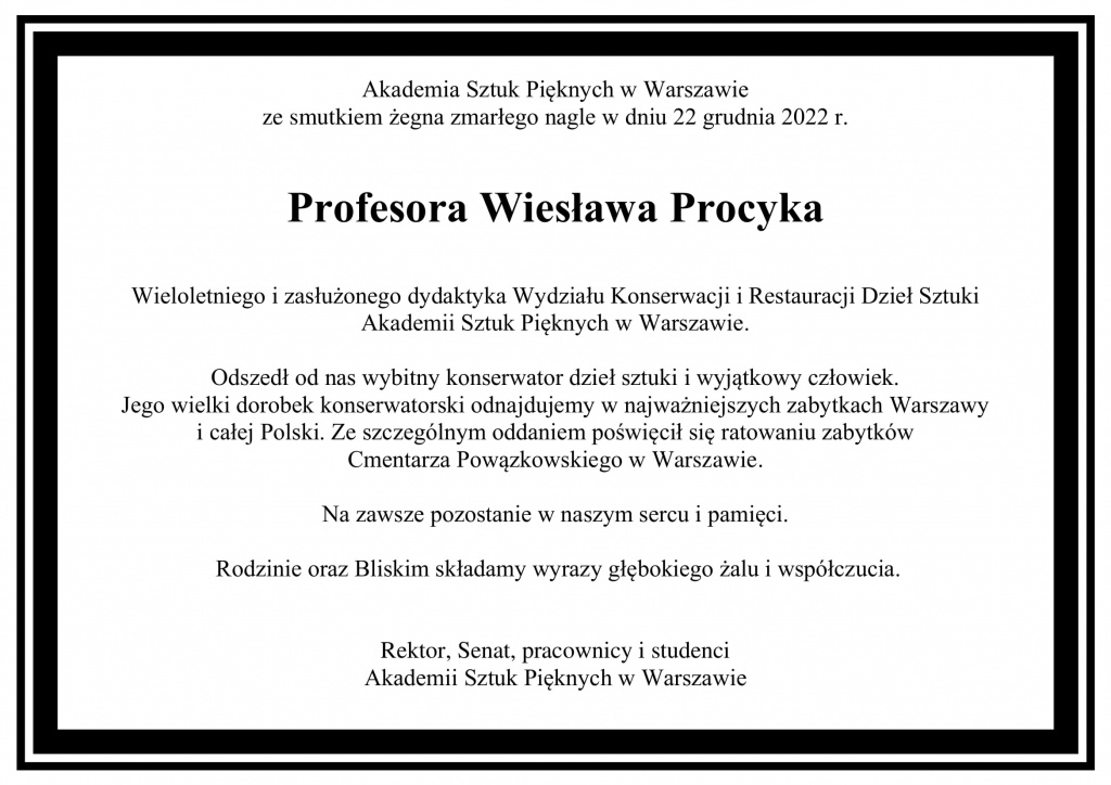 nekrolog prof. Wiesława Procyka